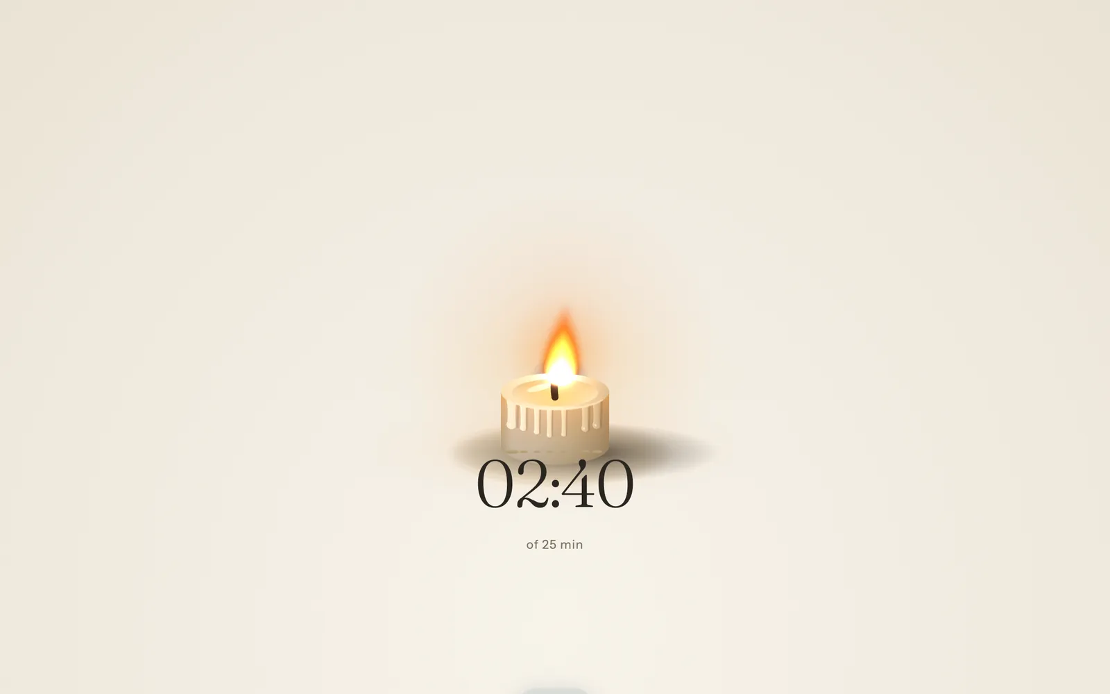 The same candle near the end of the block, a stub with wax down its sides, on a white screen
