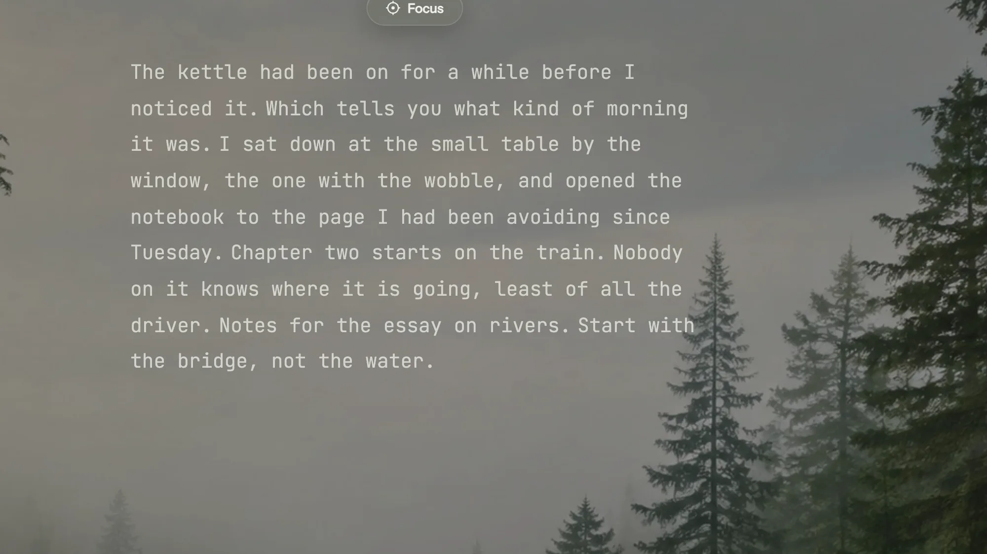 The same paragraph in the mono typeface