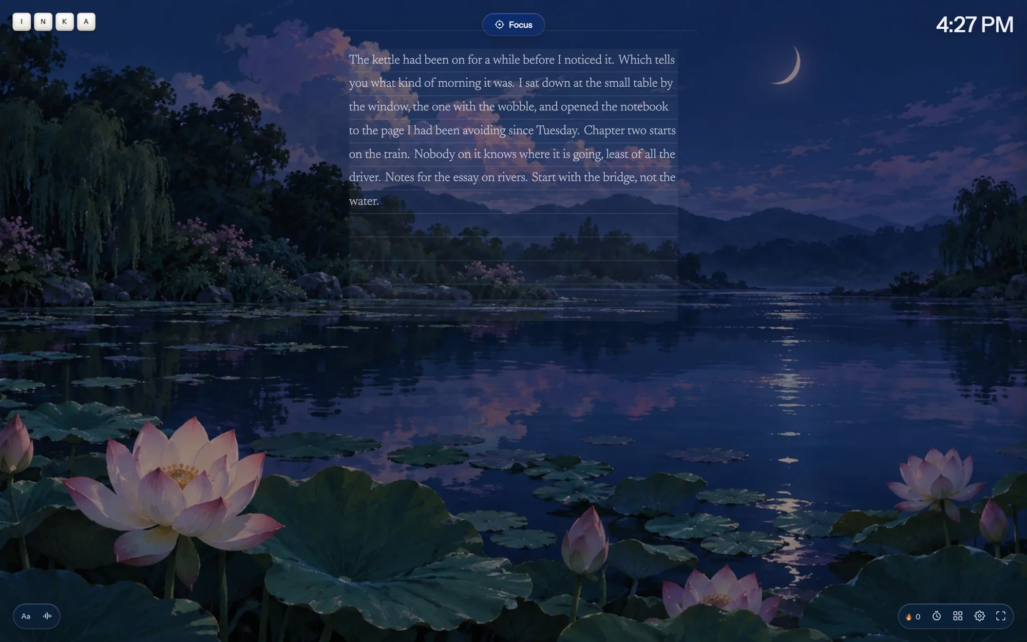 The same paragraph on see-through ruled lines over the Moon Garden room