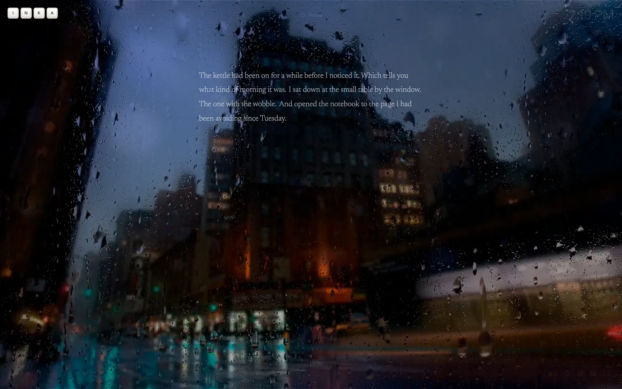 Writing in the Silent Rain City room