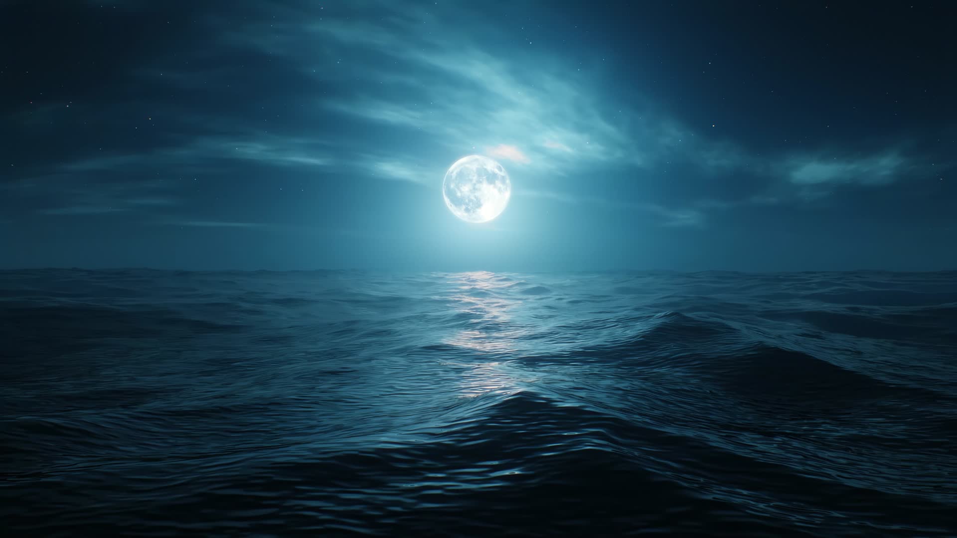 Moonlight on the open sea
